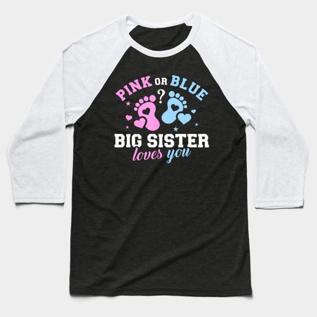 Gender Reveal Big Sister Family Baseball T-Shirt by Eduardo